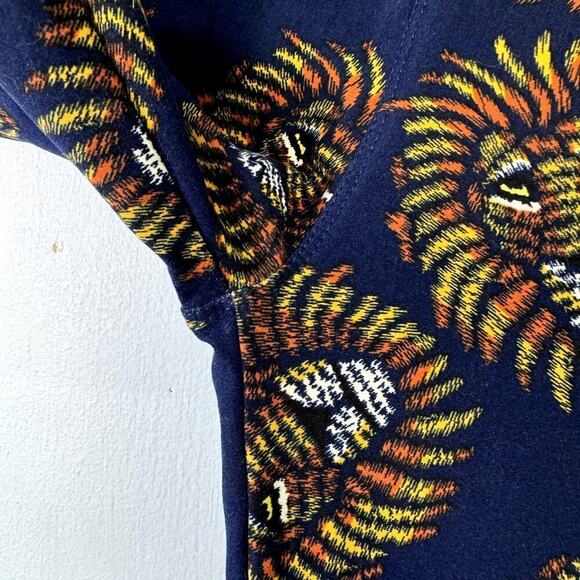 LuLaRoe Lion Scatter Print Navy Blue Orange Yellow Leggings Women's One Size OS - Picture 6 of 12